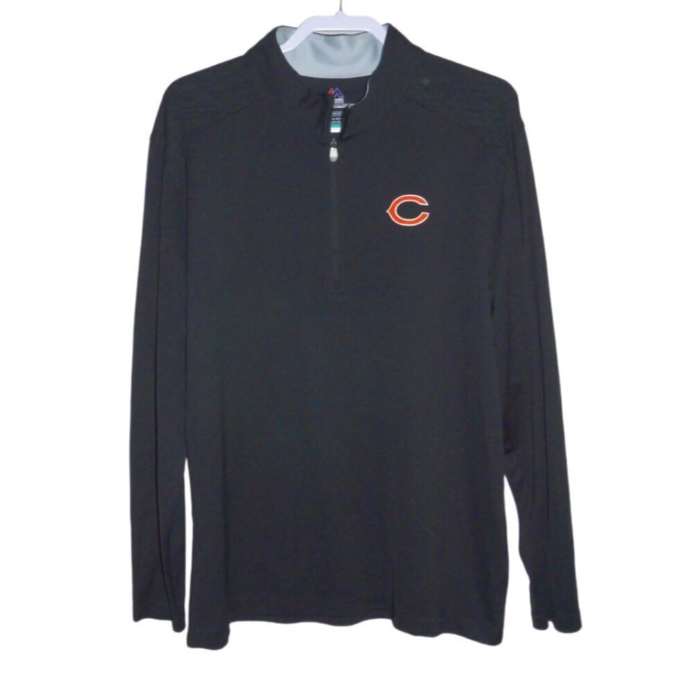 MAJESTIC Cool Base black polyester pullover CHICAGO BEARS NFL logo men's size XL - Picture 1 of 4